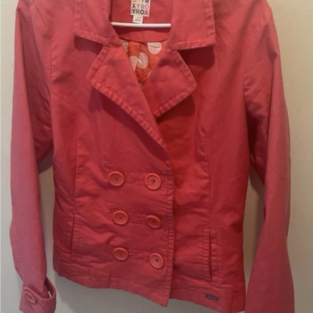 Roxy Vibrant Pink Double-Breasted Pea Coat - Picture 1 of 5